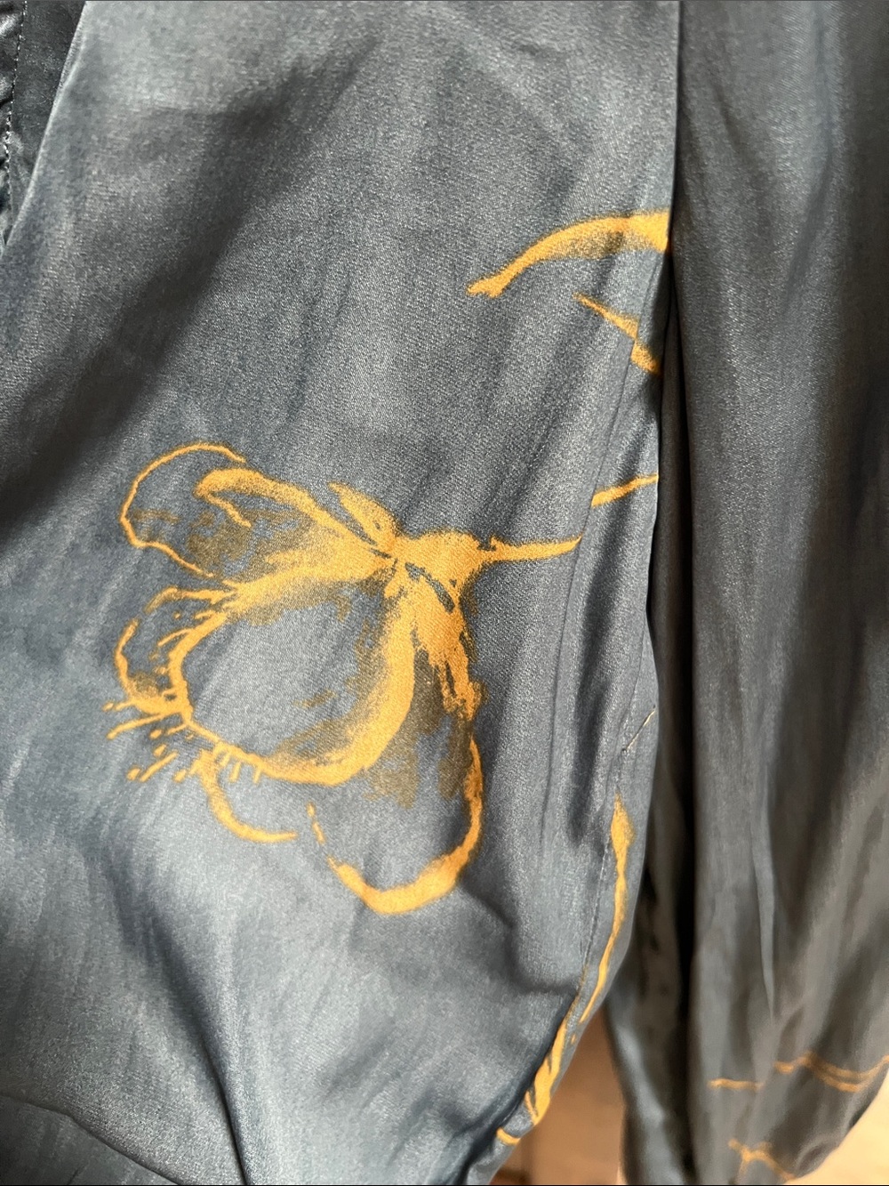 Grade & Gather Slate Blue Blouse with Gold Floral Detail - Picture 5 of 11